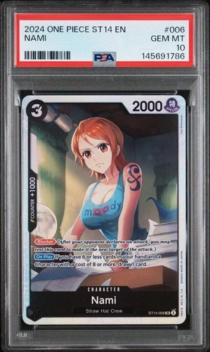 2024 One Piece 2024 One Piece Nami 3D2Y ST14-006 Parallel Rare SR PSA 10 Gem Mint (copy 2) ST14-006 PSA 10