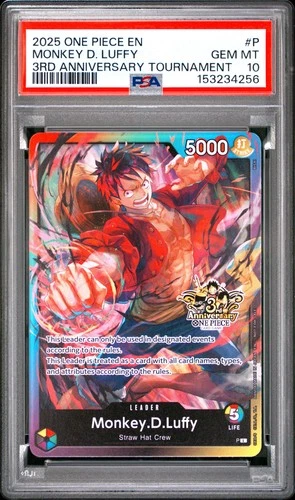 2025 One Piece 2025 One Piece Promos 3rd Anniversary Tournament #P Monkey D. Luffy PSA 10 PSA 10